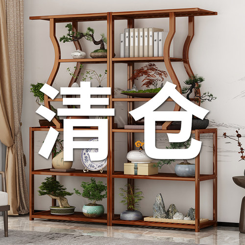 新中式博古架茶室置物架茶叶展示柜非实木隔断多宝阁客厅摆件架子