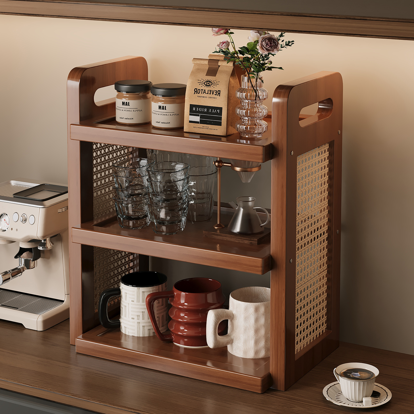 桌面杯架置物架餐桌杯子收纳架茶杯咖啡水杯收纳玄关放置架展示架