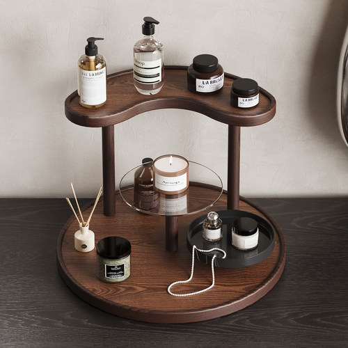 护肤品首饰收纳架化妆品收纳盒轻奢多层非实木桌面香水口红置物架