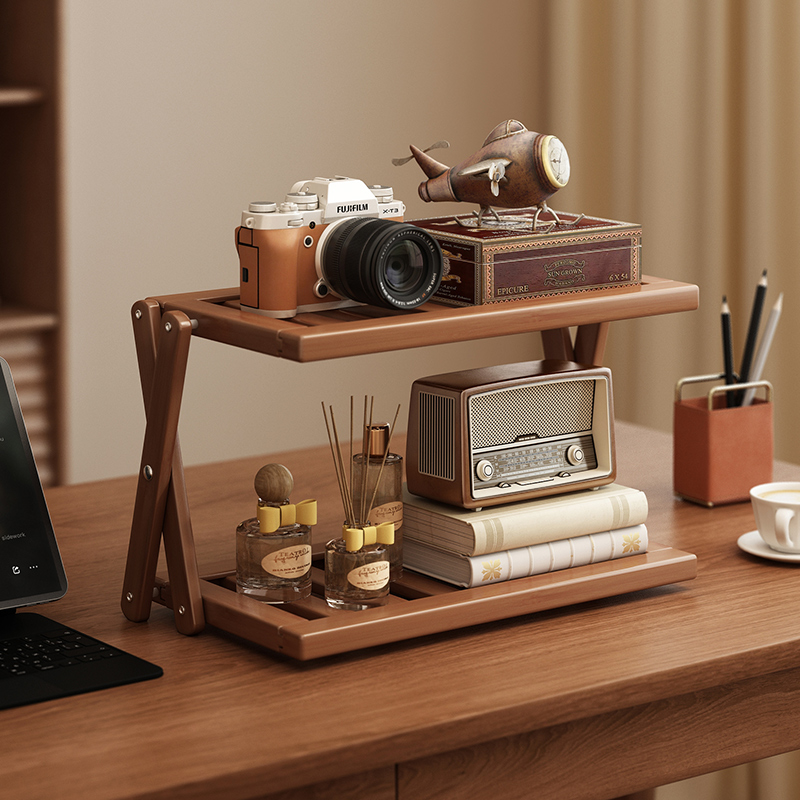桌面置物架家用桌上书架多层收纳整理架子简易小型台面茶杯展示架