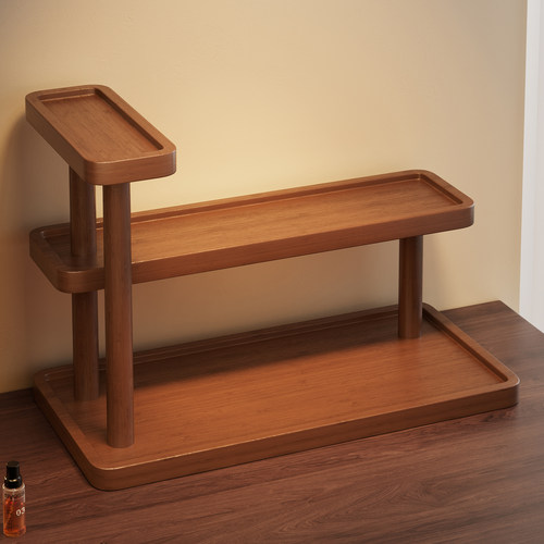 化妆品收纳架桌面收纳盒子实木口红架梳妆台桌上护肤品多层置物架