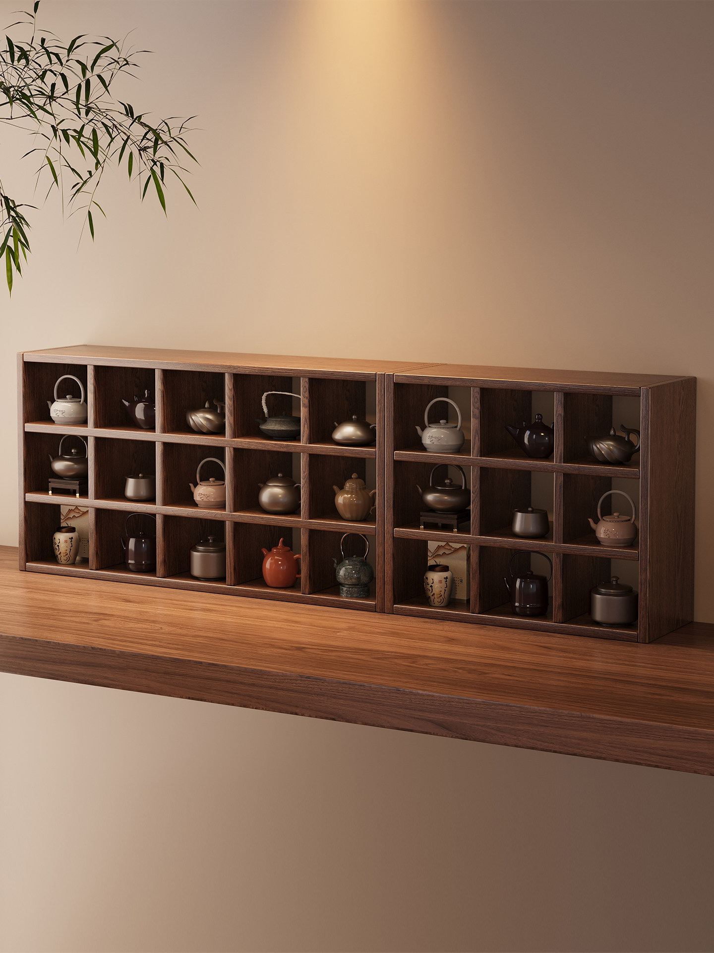 实木桌面置物架多宝格挂壁式博古架中式茶杯架现代简约收纳茶具架