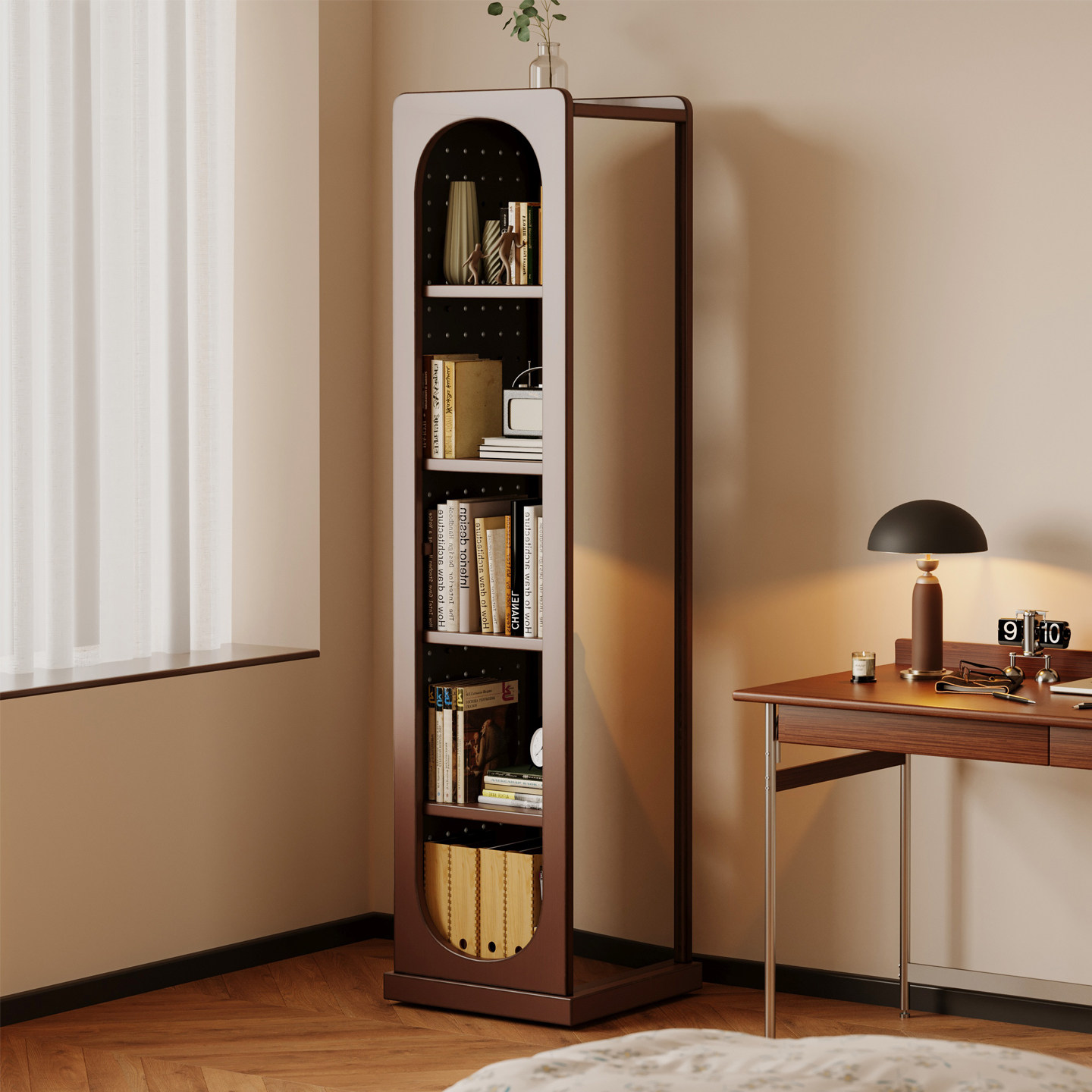 旋转书架落地置物架多功能洞洞板书柜非实木客厅卧室穿衣全身镜子,住宅家具,书架,淘宝优惠券,粉丝福利购,淘宝优惠卷