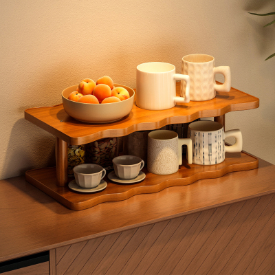 桌面杯架置物架餐桌杯子收纳架多层茶杯咖啡水杯收纳玄关放置架子