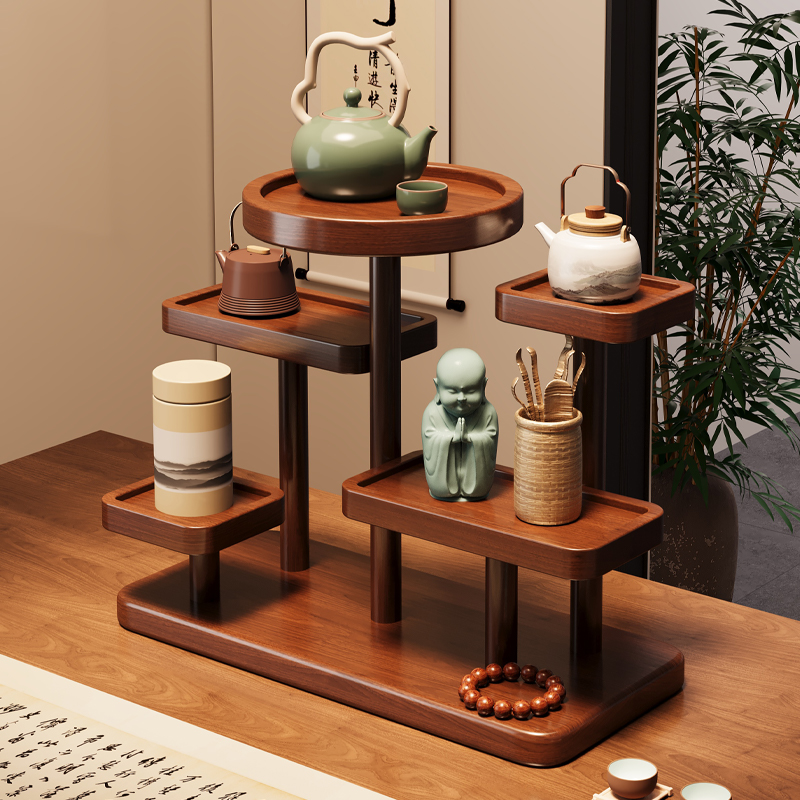 中式桌面杯架博古架茶室茶具紫砂壶摆放架子桌上多层摆件展示架子