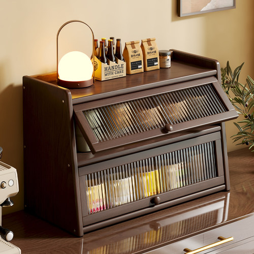 桌面杯子置物架翻门收纳柜茶具展示柜子厨房水杯杯架餐具储物柜