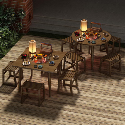 永爵围炉茶桌烤火炉套装