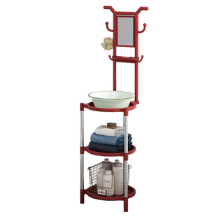 洗脸盆架子落地家用农村老式洗脸盆支撑架带镜子卫生间面盆收纳架