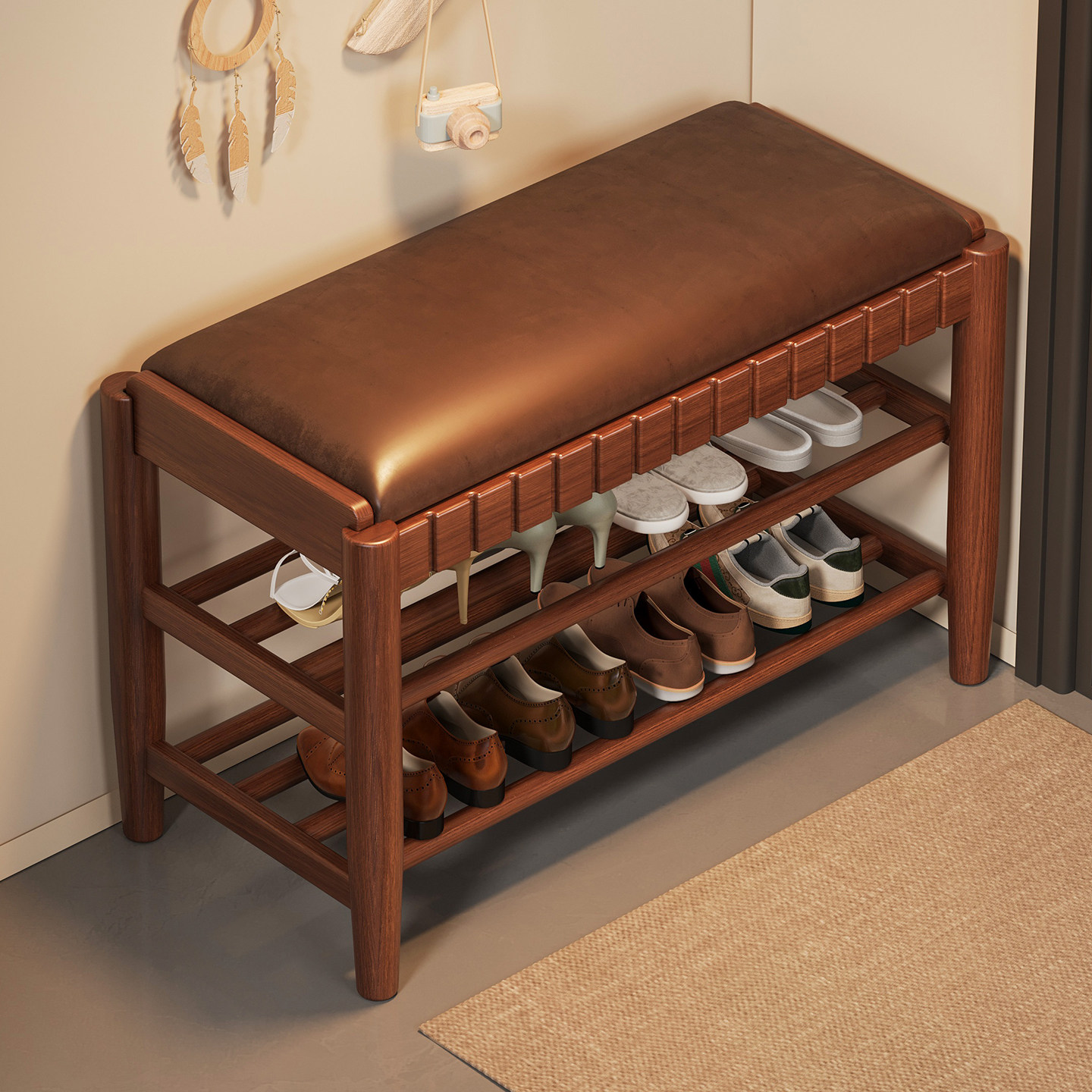 实木换鞋凳门口家用穿鞋凳入户进门可坐鞋柜坐凳一体高级感玄关凳,住宅家具,换鞋凳,淘宝优惠券,粉丝福利购,淘宝优惠卷