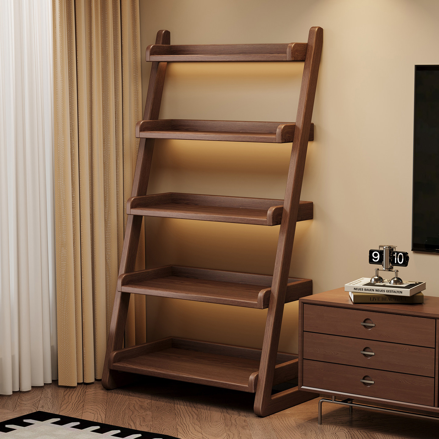 【行业热销】全橡胶木书架置物架