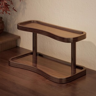 桌面置物架实木多层杯子收纳架子餐桌台面水杯咖啡杯茶杯小型杯架