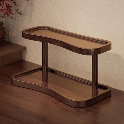 桌面置物架实木多层杯子收纳架子餐桌台面水杯咖啡杯茶杯小型杯架