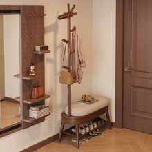 实木小鹿换鞋凳衣帽架入户门一体家用可坐鞋柜穿鞋凳子门口挂衣架