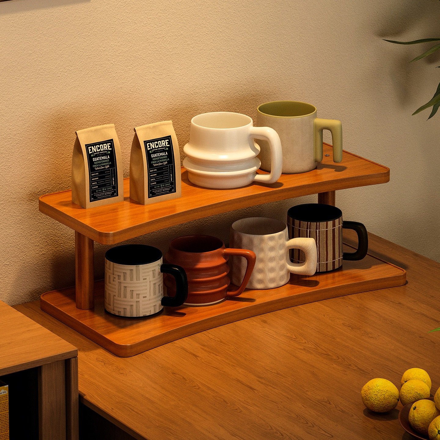 新中式小型博古架多层弧形茶具收纳架桌面置物架茶室装饰架茶杯架