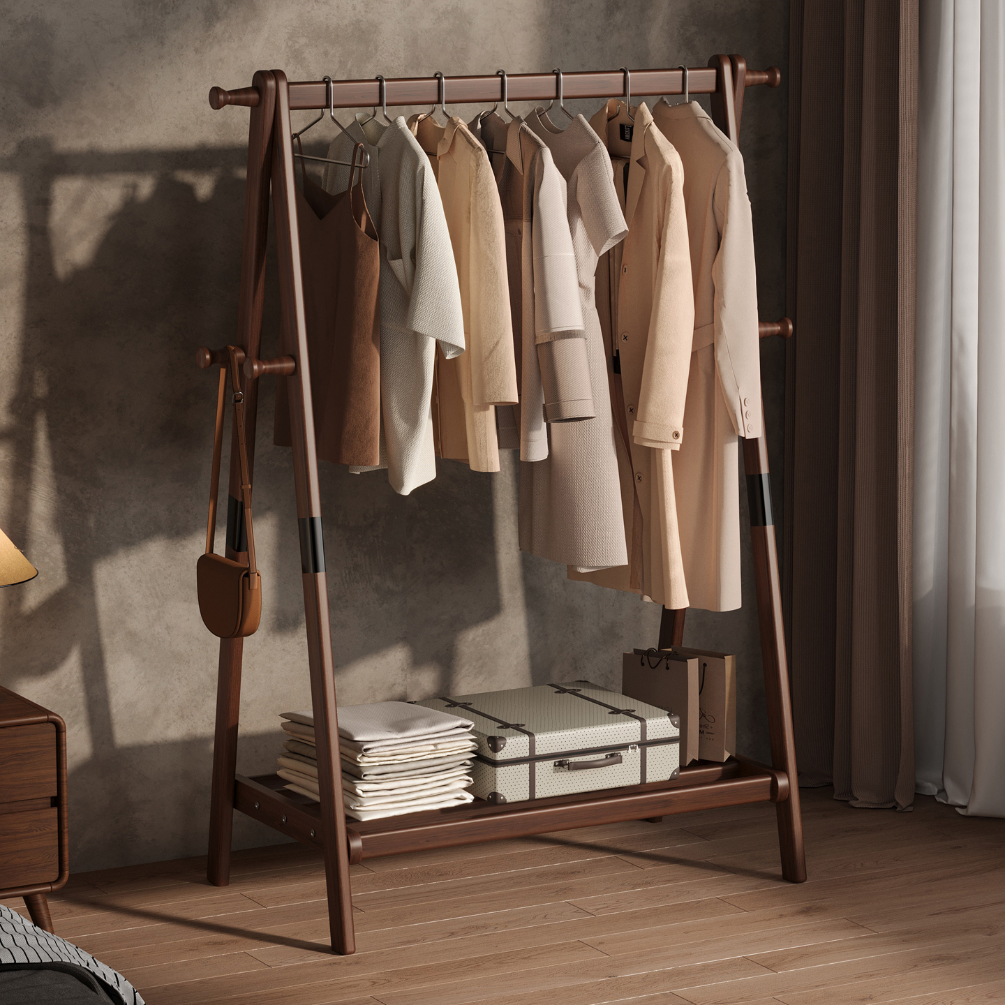 折叠衣帽架室内卧室挂衣架落地2025新款不占空间的简易衣服置物架