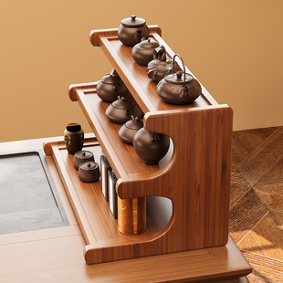 中式小型台式博古架桌面茶具收纳茶杯展示紫砂壶摆放架子置物架