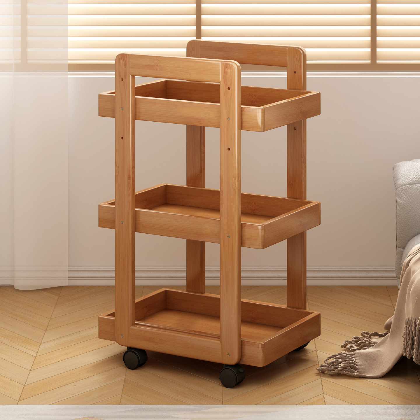 置物架多层移动家用收纳架小推车客厅落地杂物储物柜简易零食架子