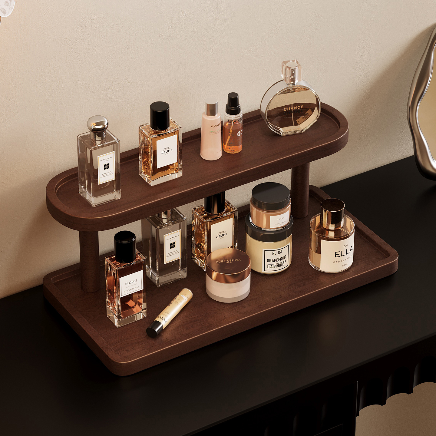 实木多层化妆品收纳架