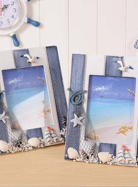 5.6寸L紫色地中海相框木质客厅卧室床头简约框架家居摆件厂家