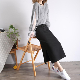 强弹力罗马布休闲显瘦开叉通勤半身裙夏款百搭短裙淑女包臀一步裙
