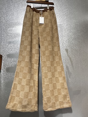 国现Emory dark格子喇叭裤帅气复古高腰气质直筒女裤秋冬新款长裤