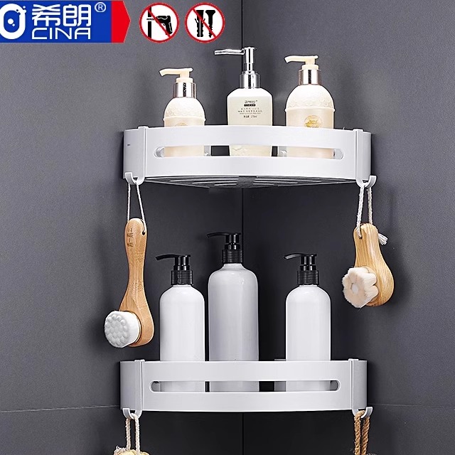 免打孔304不锈钢加厚双层置物架