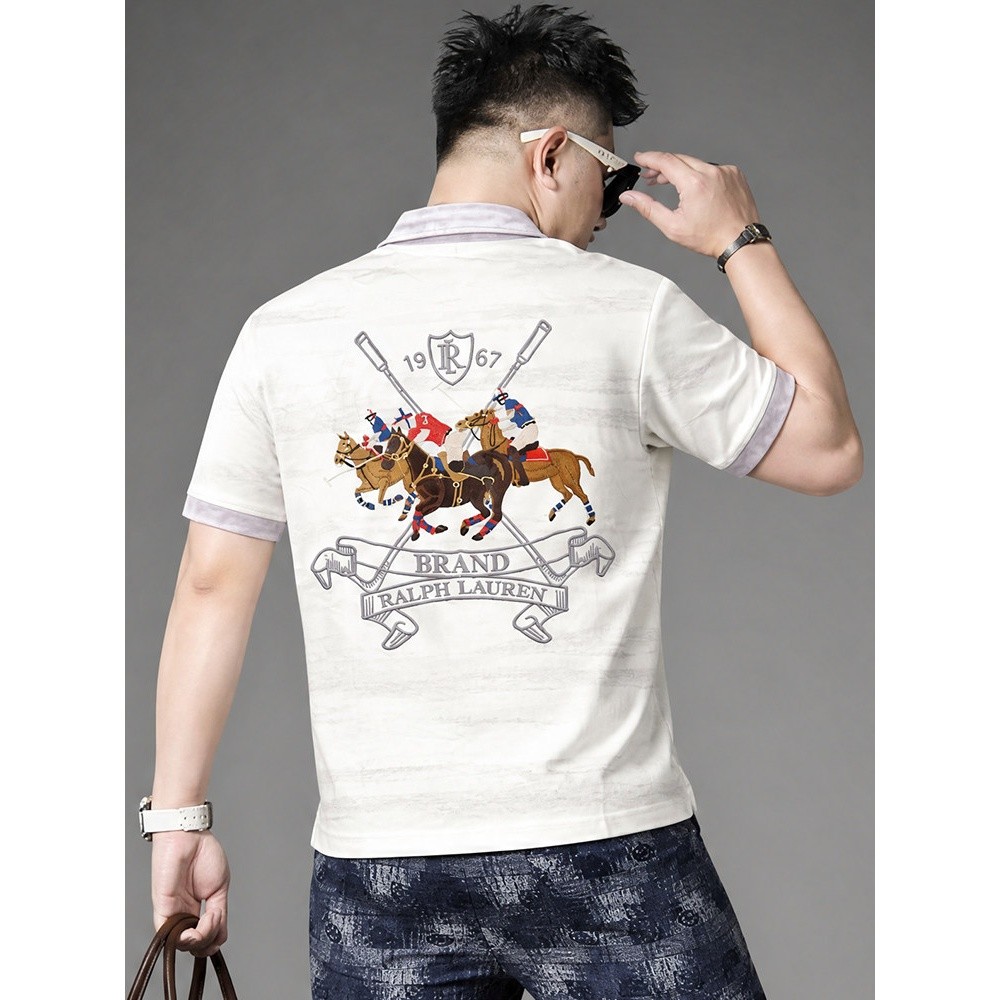 欧货高端刺绣翻领POLO衫男短袖T恤夏季新款轻奢潮牌帅气半袖上衣