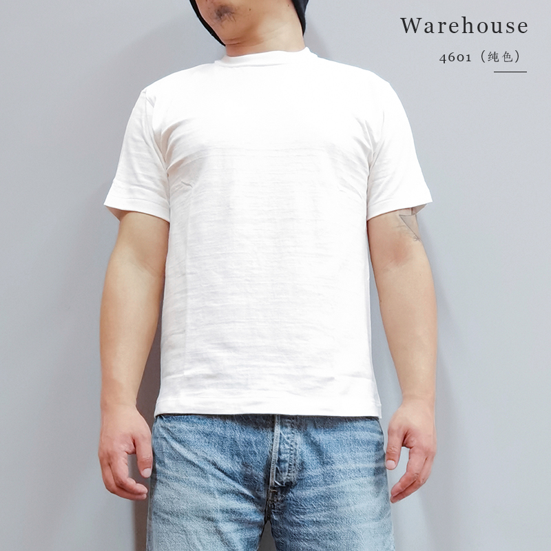 WAREHOUSE 4601 日产竹节棉多色筒织二本针圆领素色标准版短袖T恤