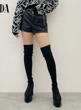 GYDA2024秋冬新品甜辣辣妹风仿皮革拉链口袋短裤女士0724607882