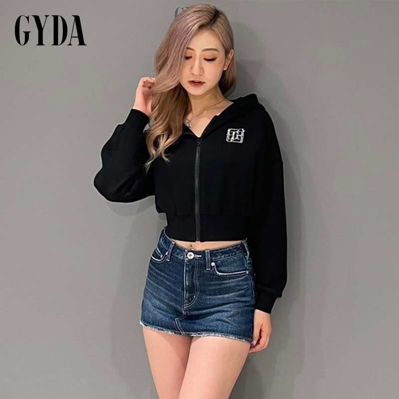 GYDA2025春季新品韩系校园风GYGY贴钻短款连帽卫衣外套0725129922