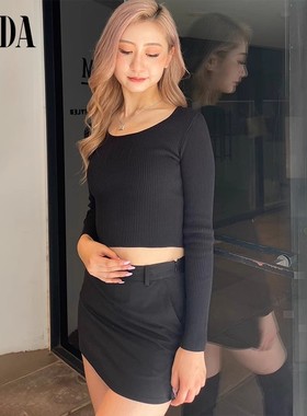 GYDA2024冬季新品短款修身百搭通勤GYGY压花针织上衣女0725126450