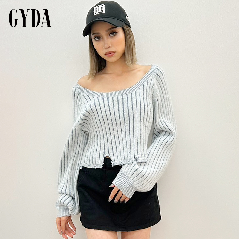 GYDA2024冬季新品设计感小众双色坑条两穿针织短款上衣0725126644