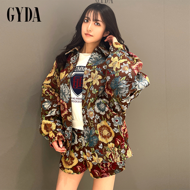 GYDA2024秋季新品韩系原单宫廷风复古花卉刺绣廓形外套0724502037