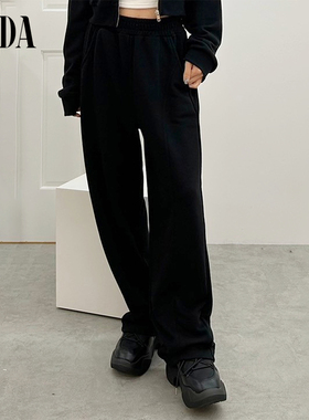 GYDA2024冬季新品时尚休闲显瘦松紧腰窄版直筒运动裤女0725107455