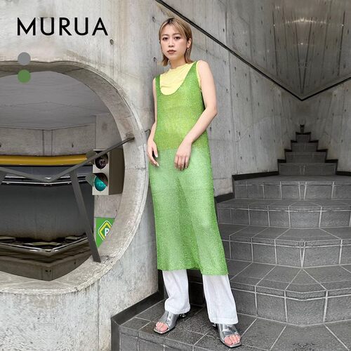 MURUA夏季金属感网眼长款连衣裙
