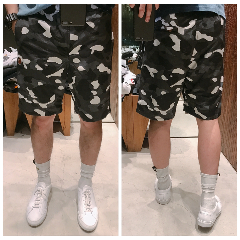【海龟】香港代购IT BAPE 18夏男 猿人小标帅气迷彩简约休闲短裤