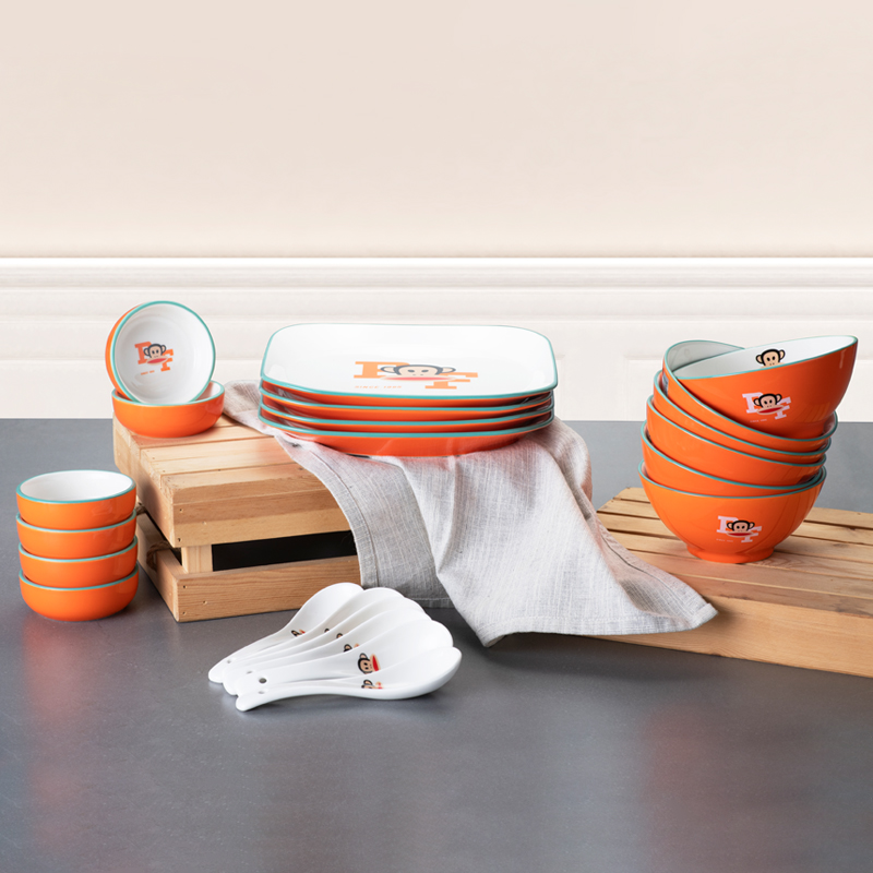 大嘴猴陶瓷餐具套装个性高档送礼盘子碗碟家用22件套HCT6007T