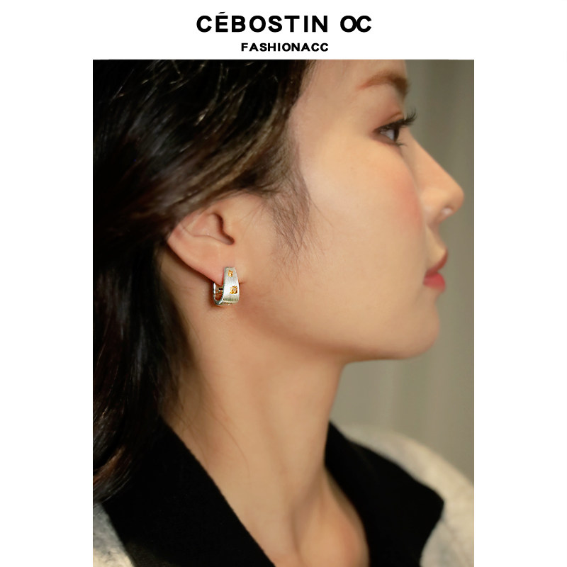 【Cebostinoc】艺术拉丝金属风耳扣小众高级感耳环韩女精致感耳饰