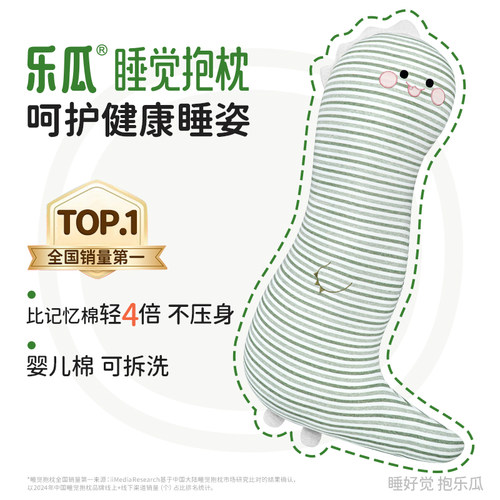 乐瓜恐龙睡觉抱枕床上专用可拆洗