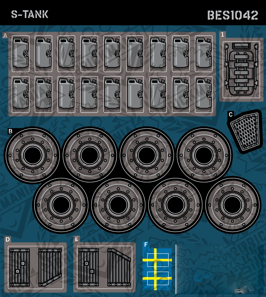 brickmania瑞典s坦克军事第三方益智积木贴纸模型玩具礼物moc贴画