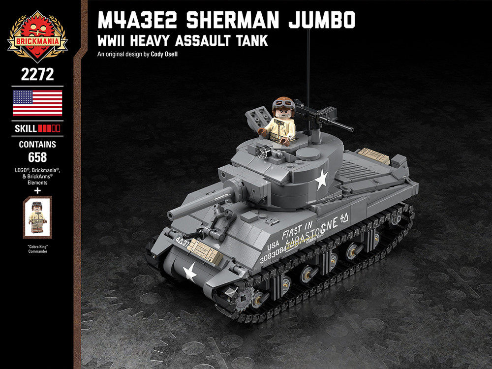 brickmania美国m4a3e2谢尔曼巨型重型突击坦克益智积木模型