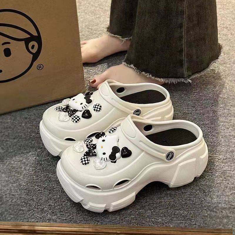 厚底洞洞鞋女款外穿2024新款夏季增高防滑高跟沙滩eva凉鞋拖鞋女