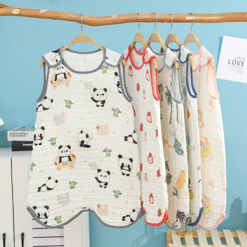 宝宝睡袋纯棉纱布无袖背心新生儿童防踢被婴儿夏季薄款空调房0岁