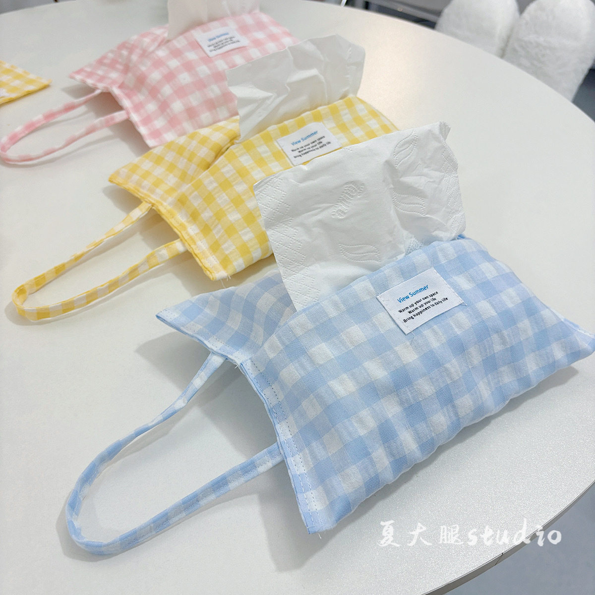 新款ins格子春日手作纸巾