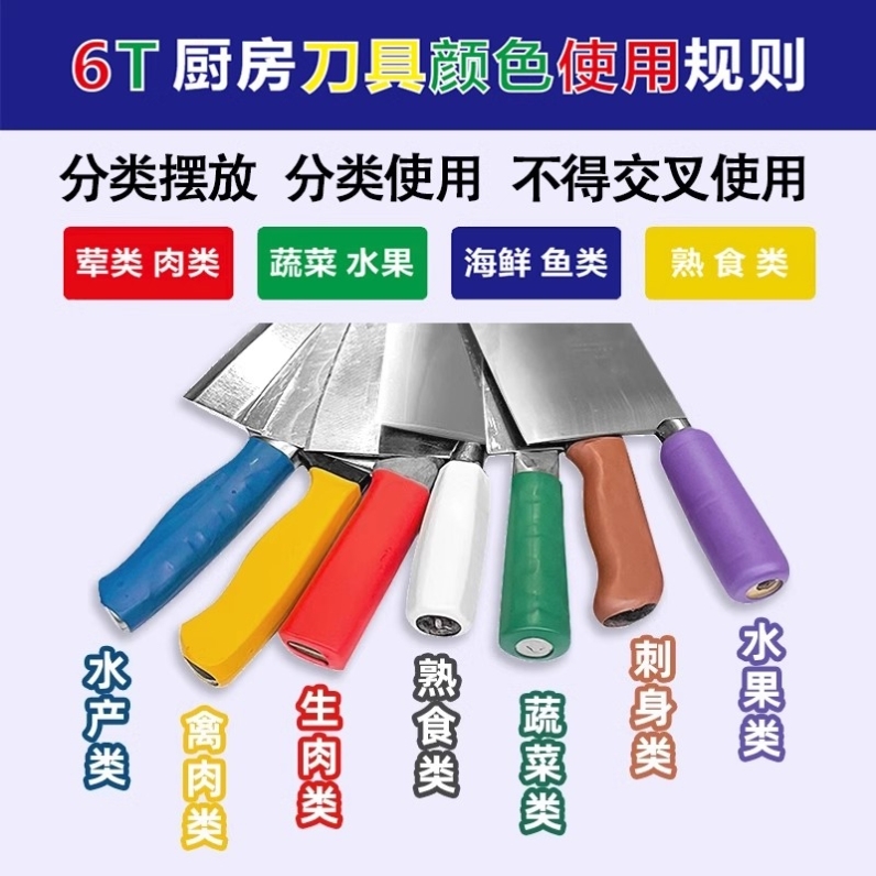 荤素生熟餐具刀把套色标管理肉鱼加工间分色套分类手柄柄套标识6S
