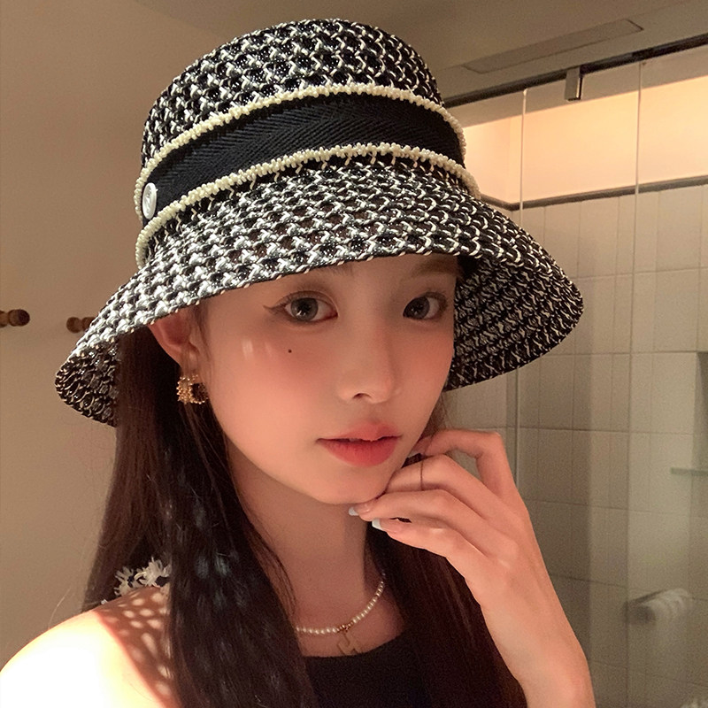 『精致感』小香风气质渔夫帽子女时尚百搭显脸小防晒遮阳编织盆帽