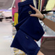 欧货蓝色高腰束脚九分运动裤 舒适显瘦亲肤休闲卫裤 女2026春季 新款