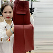 轻熟风气质显瘦弹力喇叭裤 酒红色高腰翻盖口袋微喇裤 女2026春季