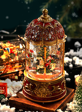 Christmas decorat retro snowflake music box carousel gifts