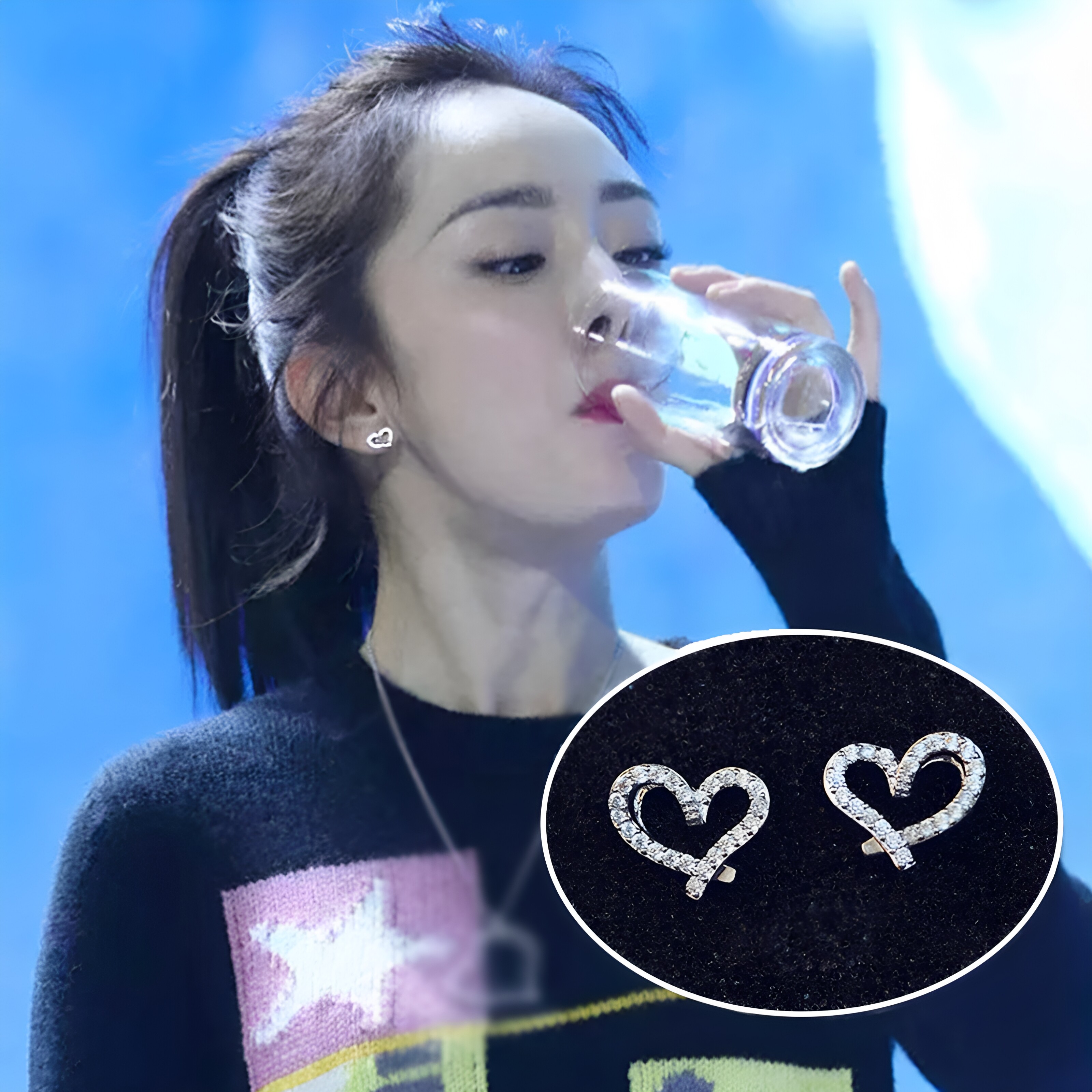 925纯银针耳钉女心形耳环时尚百搭耳饰简约气质耳坠小众设计耳饰
